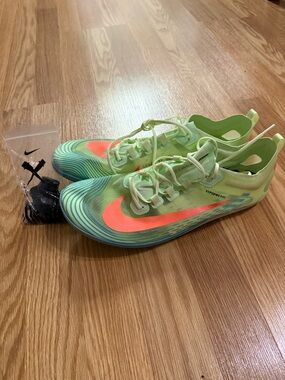Nike Track Spikes Neon Green with Coral Swoosh size US11.5 29.5cm New but no tug